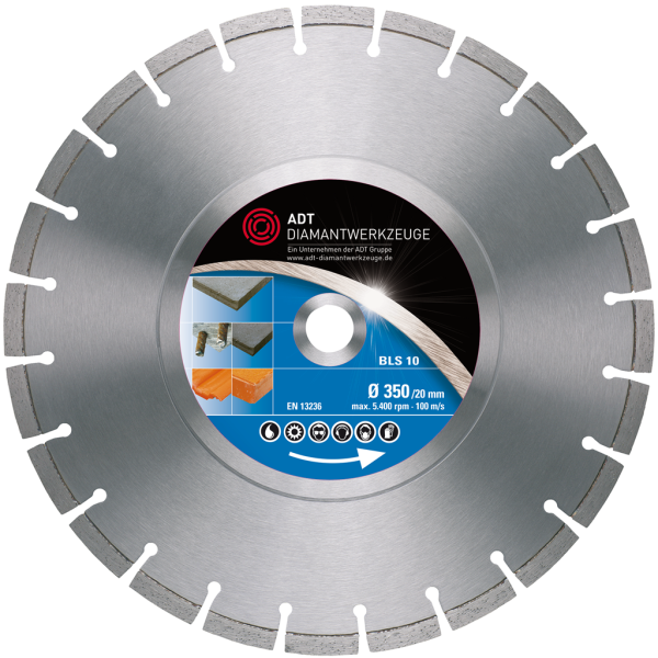 Diamond cutting disc BLS 10 Standard / laser-welded / Ø 500 mm / 30,0 mm bore size