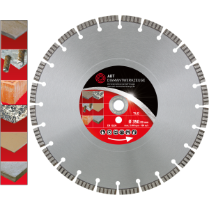 Diamanttrennscheibe TLG Premium / Lasergeschweißt / Ø 350 mm / 20,0 mm Bohrung