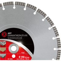 Diamond cutting disc TLG Premium / laser-welded / Ø 350 mm / 20,0 mm bore size