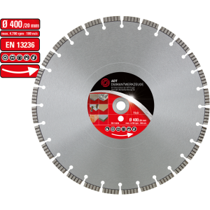 Diamanttrennscheibe TLG Premium / Lasergeschweißt / Ø 400 mm / 20,0 mm Bohrung