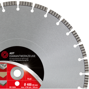 Diamanttrennscheibe TLG Premium / Lasergeschweißt / Ø 400 mm / 20,0 mm Bohrung