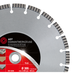 Diamond cutting disc TLG Premium / laser-welded / Ø 300 mm / 22,2 mm bore size