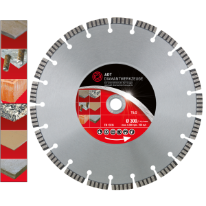 Diamond cutting disc TLG Premium / laser-welded / Ø 300 mm / 25,4 mm bore size