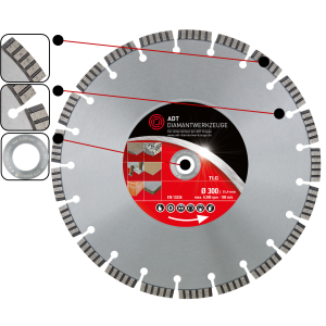 Diamond cutting disc TLG Premium / laser-welded / Ø 300 mm / 25,4 mm bore size