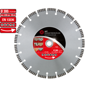 Diamanttrennscheibe TLG Premium / Lasergeschweißt / Ø 300 mm / 25,4 mm Bohrung