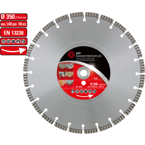 Diamond cutting disc TLG Premium / laser-welded / Ø 350 mm / 30,0 mm bore size