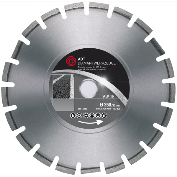 Diamond cutting disc ALP 10 Premium / laser-welded / Ø 350 mm / 20,0 mm bore size