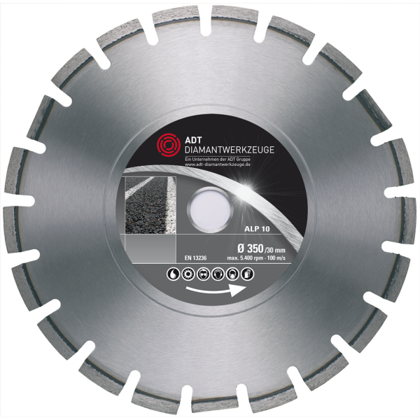 Diamanttrennscheibe ALP 10 Premium / Lasergeschweißt / Ø 450 mm / 25,4 mm Bohrung