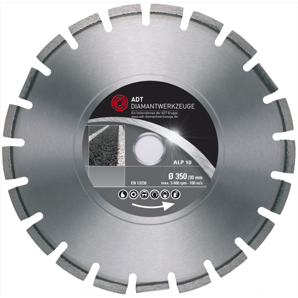 Diamond cutting disc ALP 10 Premium / laser-welded / Ø 450 mm / 30,0 mm bore size