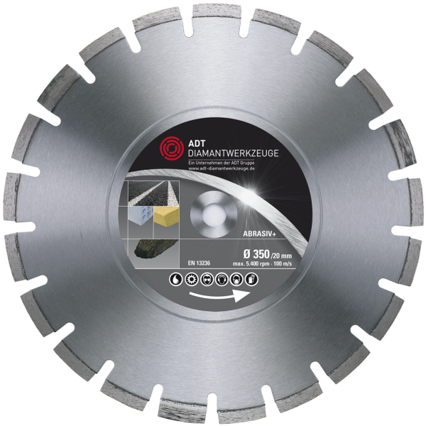 Diamond cutting disc Abrasiv+ Standard / laser-welded / Ø 450 mm / 25,4 mm bore size