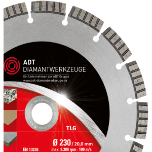 Diamanttrennscheibe TLG Premium / Lasergeschweißt / Ø 230 mm / 20,0 mm Bohrung