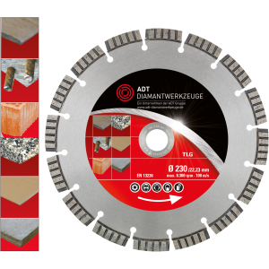 Diamanttrennscheibe TLG Premium / Lasergeschweißt / Ø 230 mm / 22,2mm Bohrung