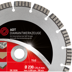 Diamanttrennscheibe TLG Premium / Lasergeschweißt / Ø 230 mm / 25,4 mm Bohrung
