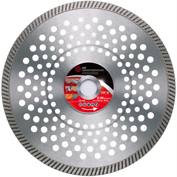 Diamond cutting disc TGP 10 Premium / reinfored iron core / Ø 230 mm / 22,2 mm bore size
