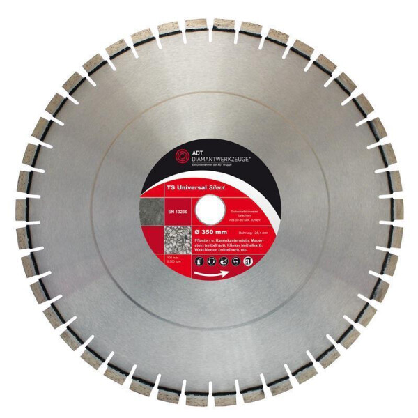 Diamond cutting disc TS universal silent core Ø 350 mm / segment height 10 mm / bore size 25,4 mm