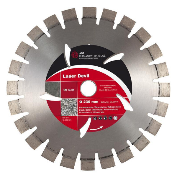 Diamond cutting disc laser devil Ø 230 mm / segment height 14 mm / bore size 22,23 mm