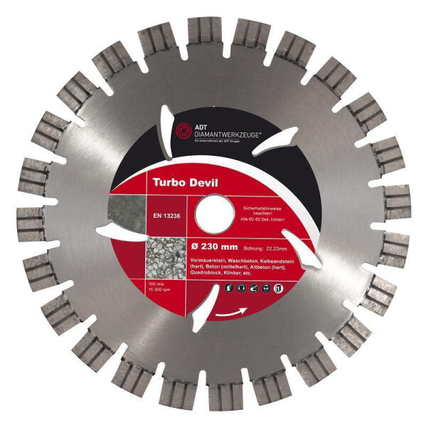 Diamond cutting disc turbo devil