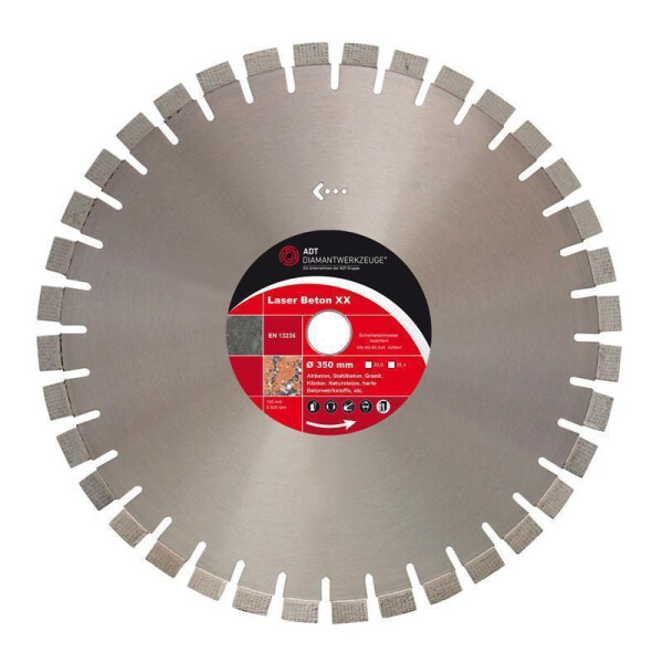 Diamond cutting disc laser concrete XX Ø 350 mm / segment height 10 mm / bore size 20,0 mm