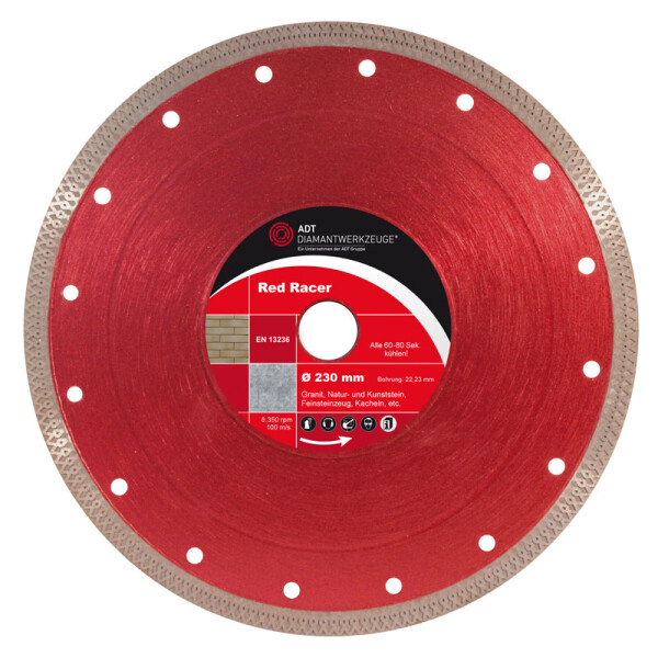 Diamond cutting disc tile red racer Ø 200 mm / segment height 10 mm / bore size 22,23 mm