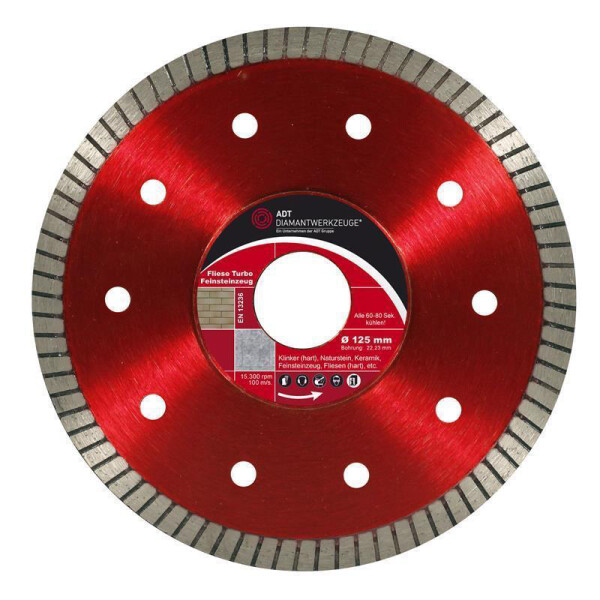 Diamond cutting disc TS tile turbo fine stoneware Ø 125 mm / segment height 7 mm / bore size 22,23 mm