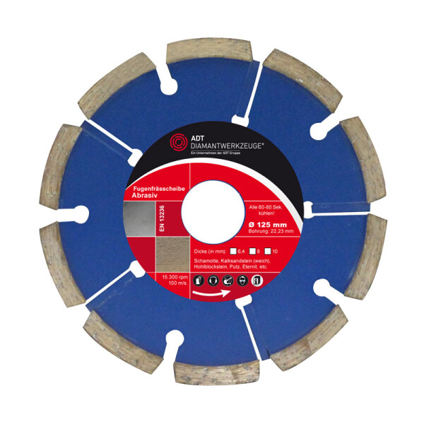 grinding wheel abrasive Ø 125 mm / segment height 7 mm / segment strength 8 mm / bore size 22,23 mm