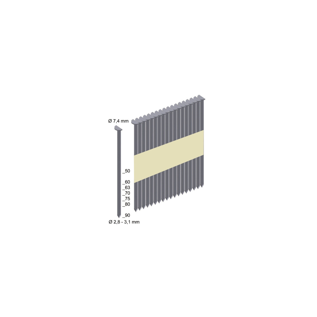 Halbkopf-Nägel 7,4x2,8x50 mm (4000)